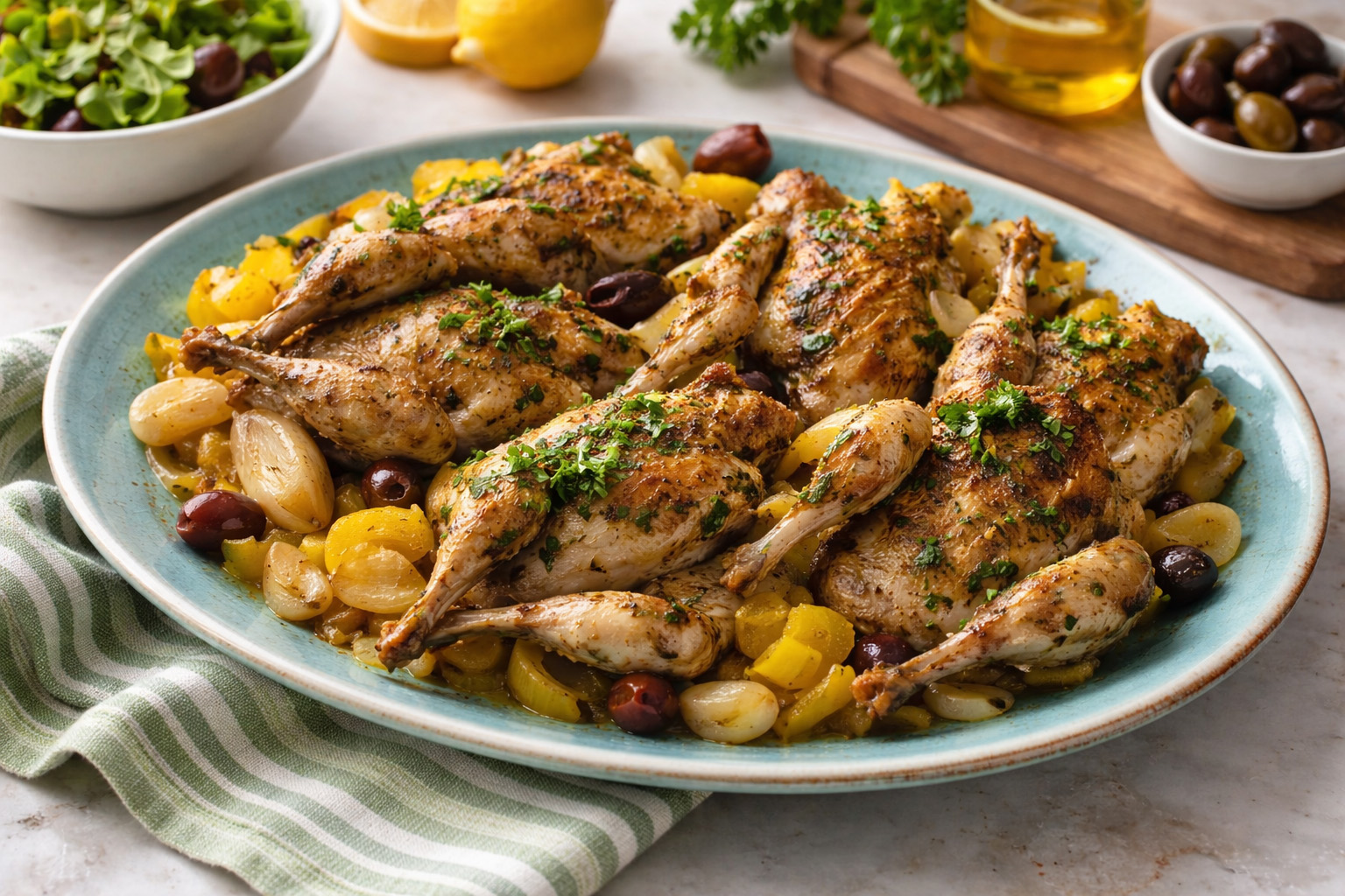 Quail in a Delicate Greek Herb Braise