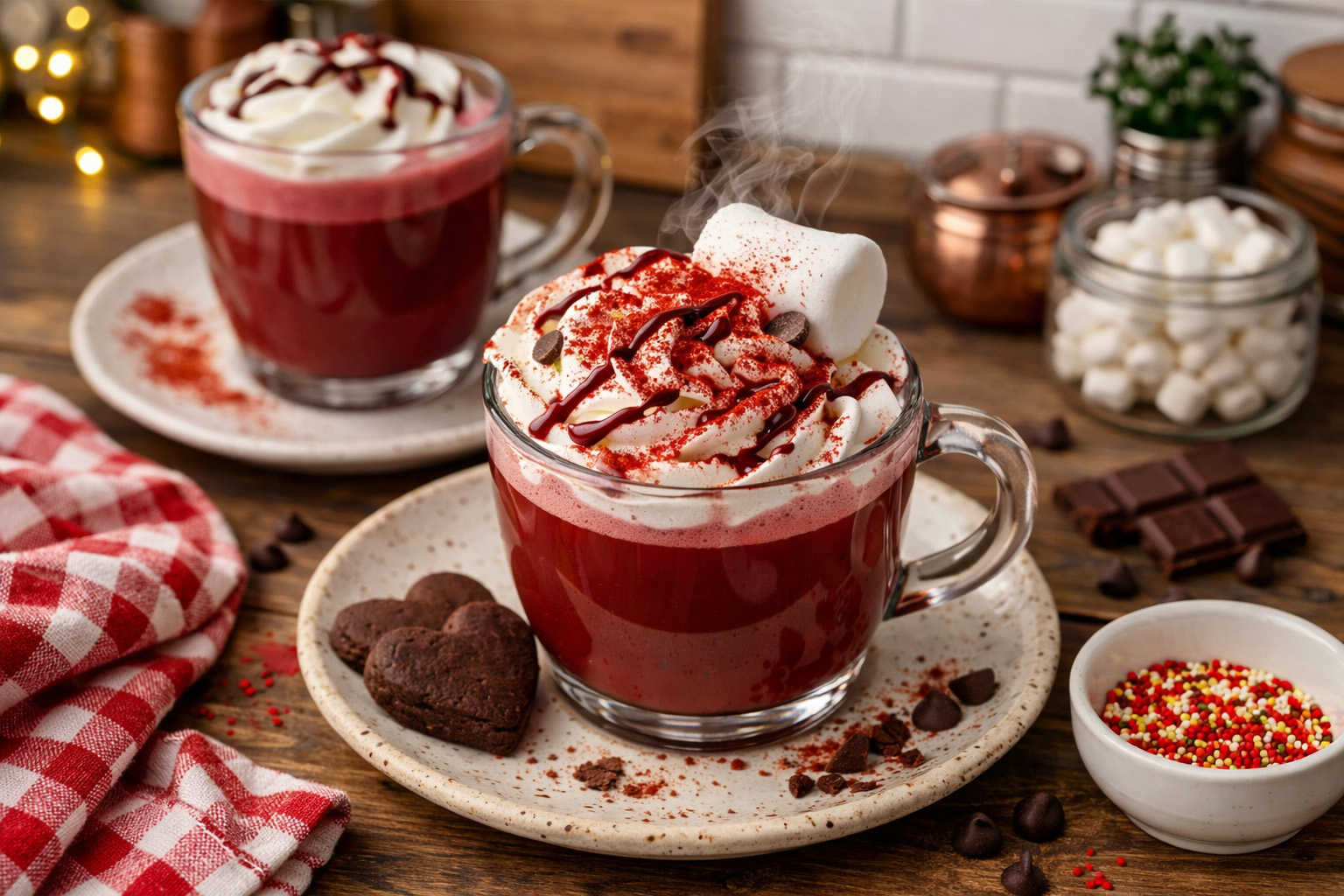 Red Velvet Cocoa with Marshmallow Cream Swirl