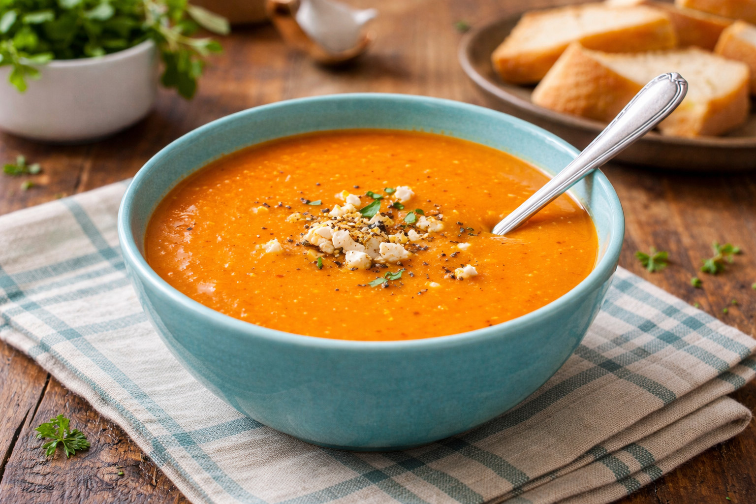 Rustic Roasted Red Pepper and Gouda Soup