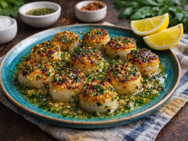 Seared Scallops in Fragrant Garlic Butter
