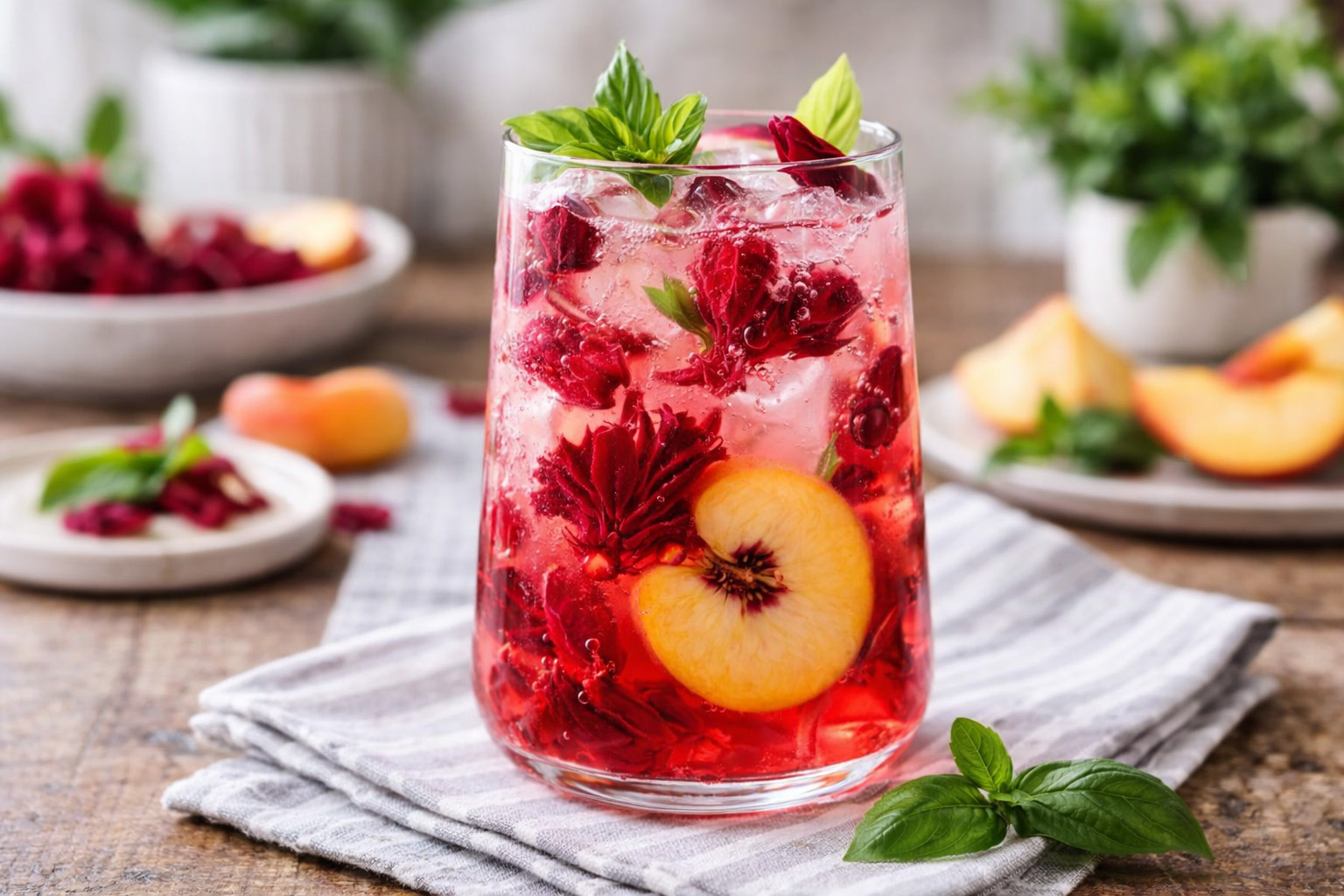 Sparkling Orchard Peach & Roselle Tea -
