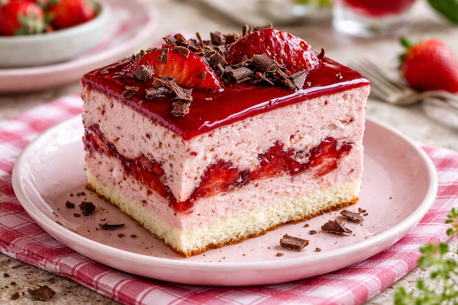 Strawberry Mousse Cake with Fresh Strawberries