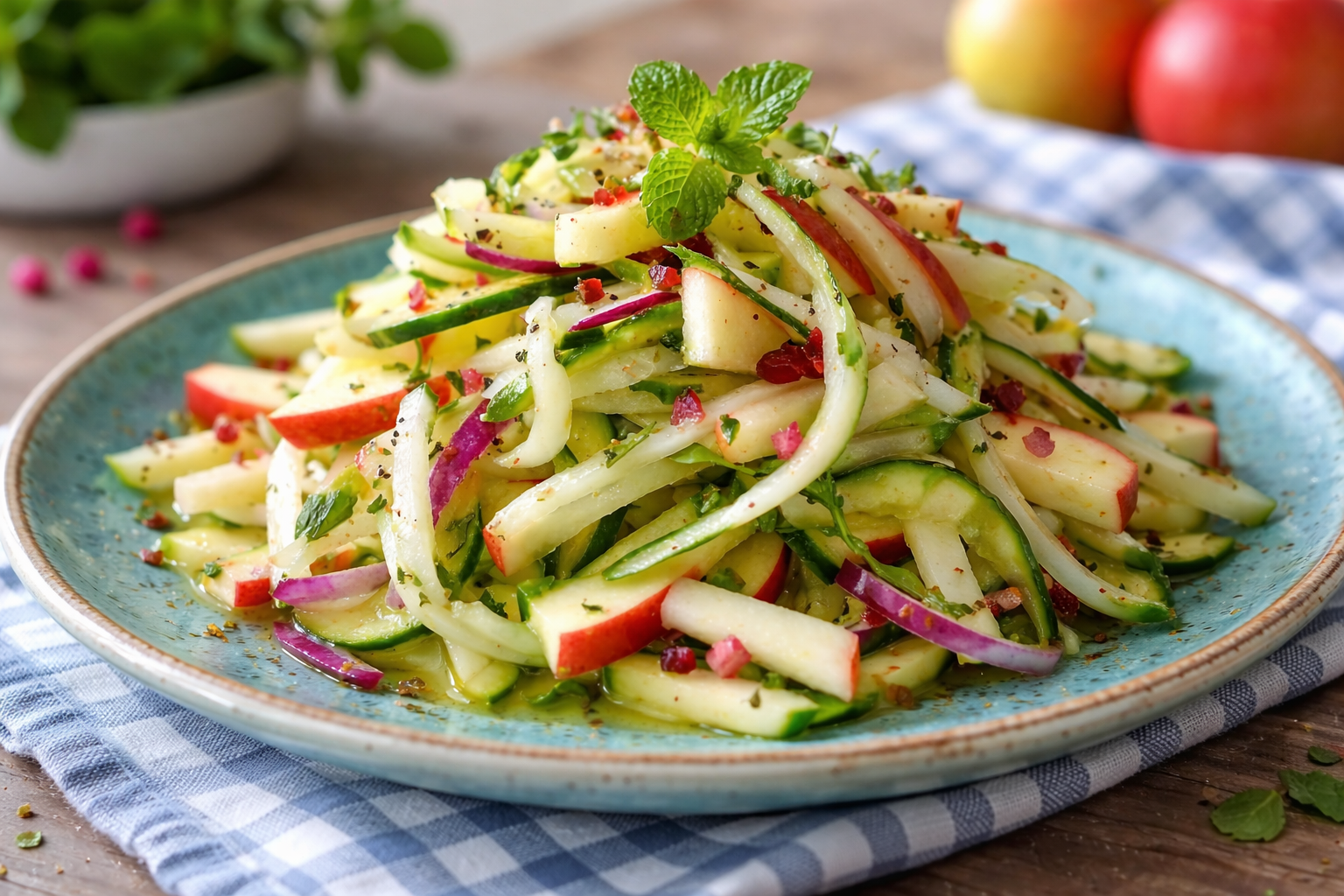 Fresh apple and cucumber salad