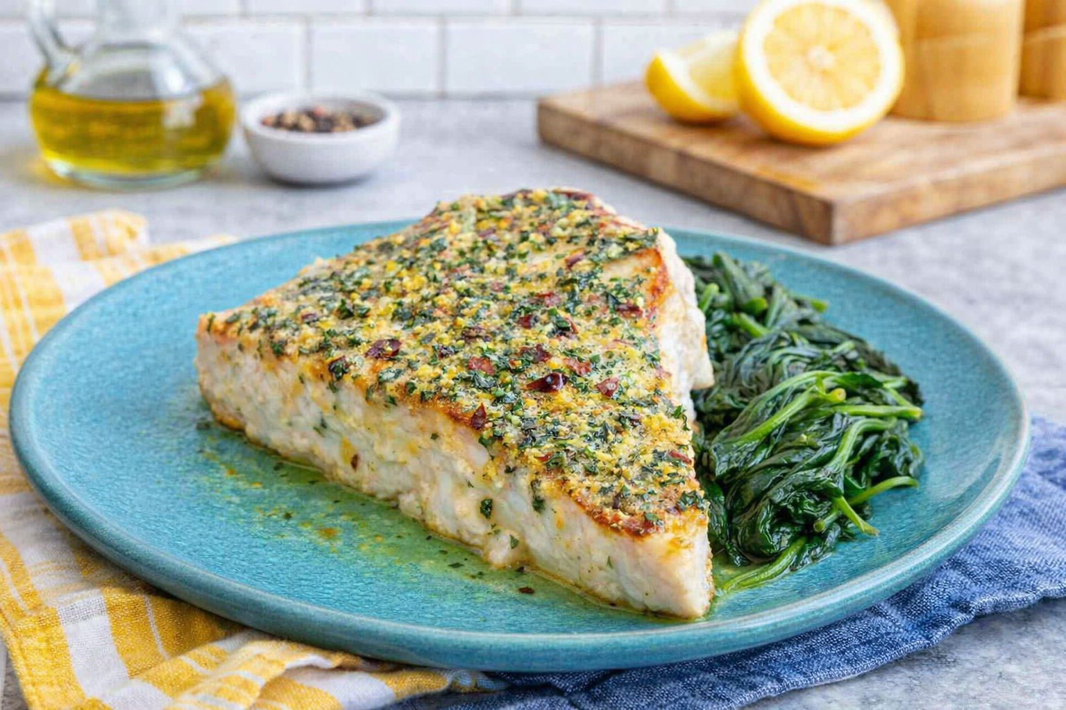 Pan-Seared Swordfish with Fragrant Ginger and Garlic