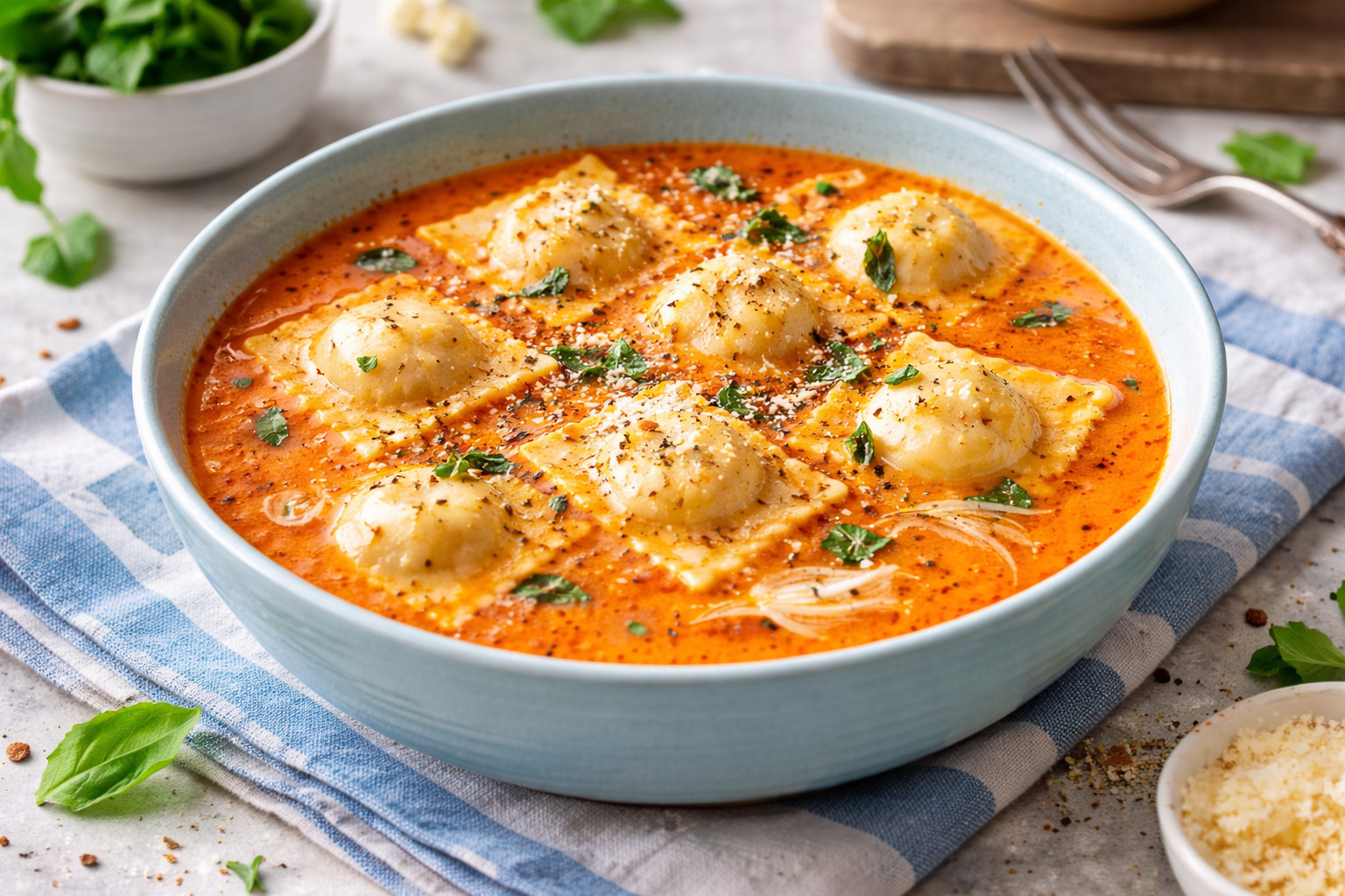 Rustic Tuscan Ravioli Soup