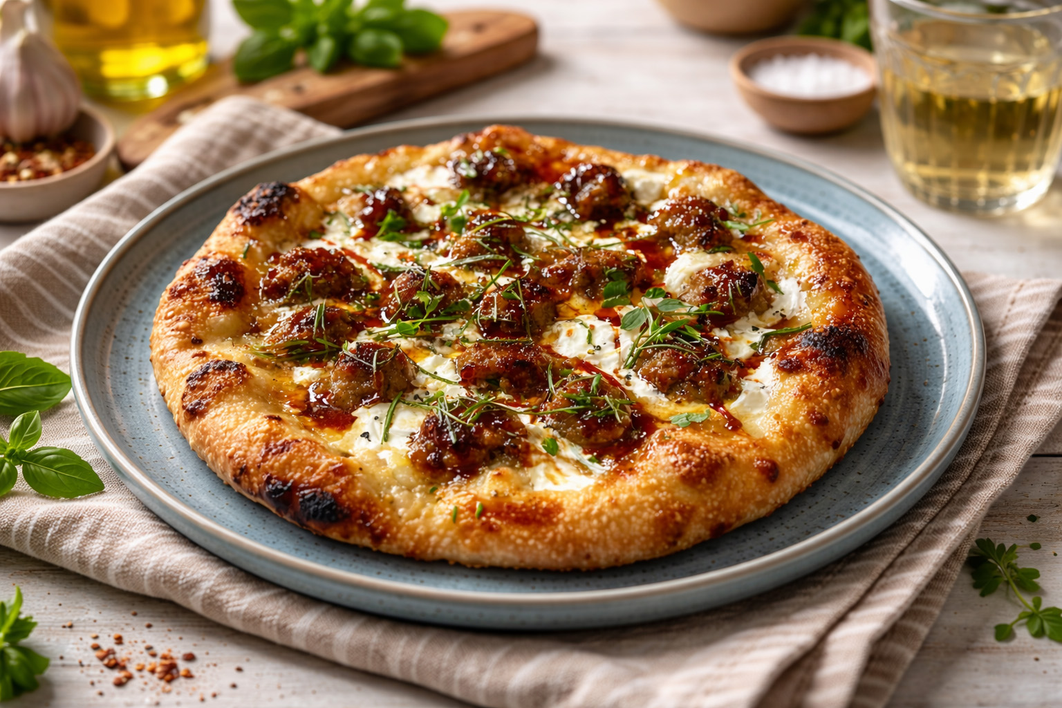 Sausage & Ricotta Pizza with a Gloss of Fiery Honey-2