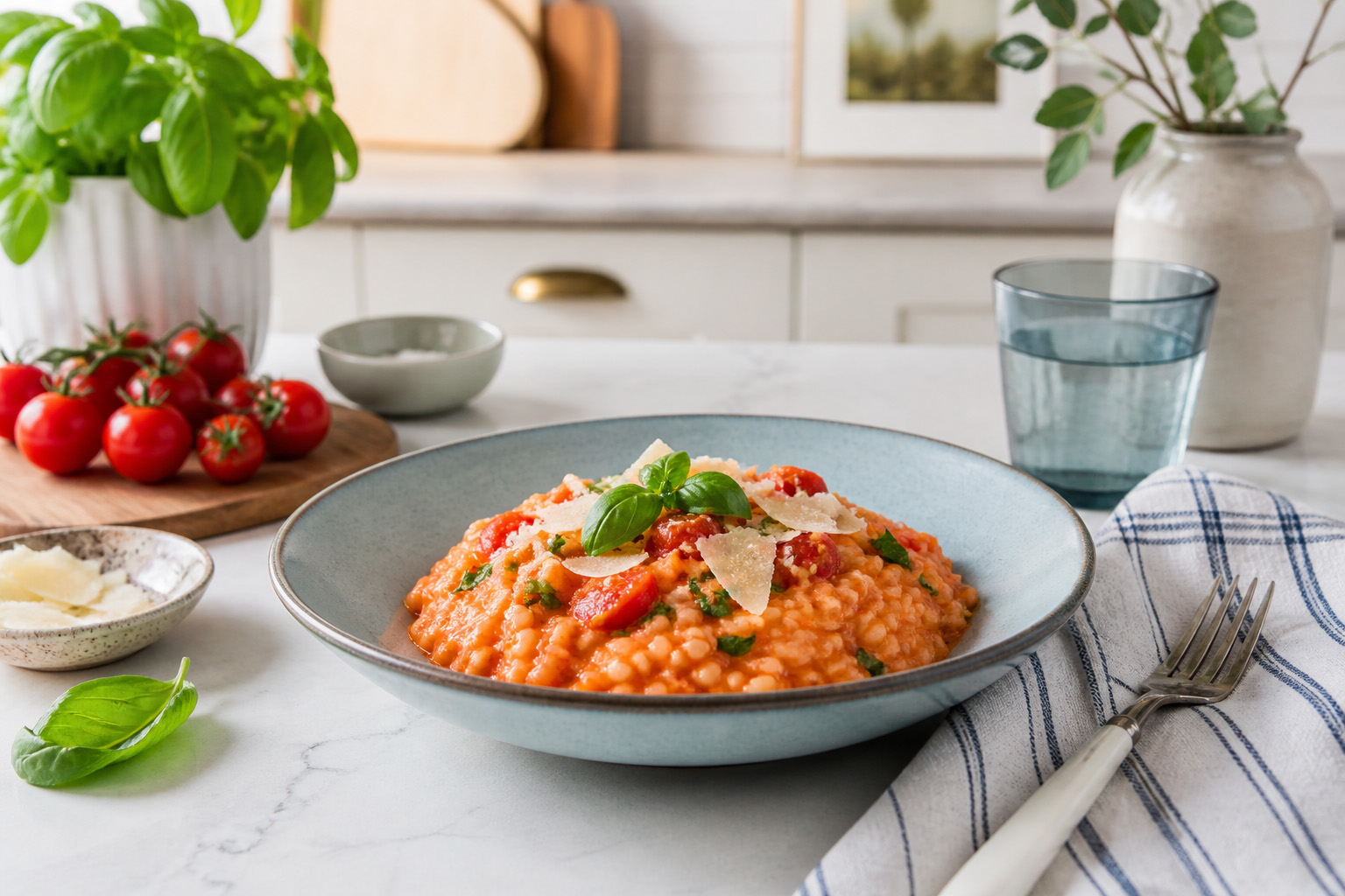 Crimson Tomato & Torn Basil Risotto